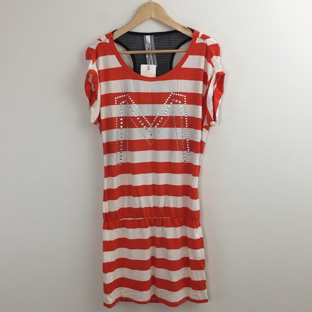 Orange & White Color Block Dress
